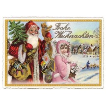 Santa and Snow Angel Large Postcard ~ Germany