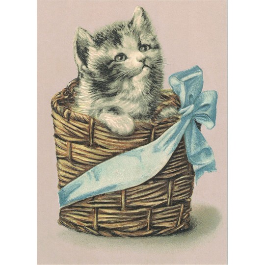 Cats in a Basket XL Embossed Easter Postcard ~ Germany
