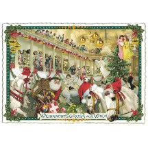 Christmas in Vienna Lipizzaner Stallions Large Postcard ~ Germany