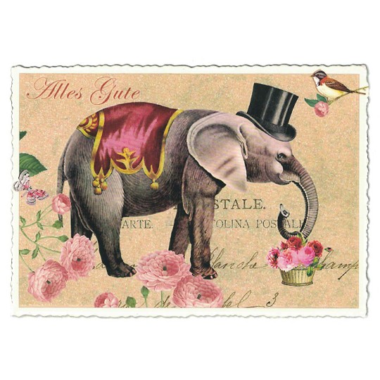 Circus Elephant Glittered Postcard ~ Germany