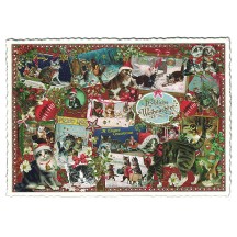 Christmas Cat Collage Large Postcard ~ Germany