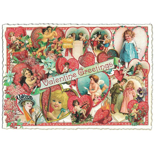Large Vintage Valentine Girls Valentine Postcard ~ Germany