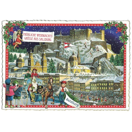 Christmas Greetings from Salzburg Large Postcard ~ Germany