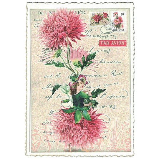 Chrysanthemum Flower Girl Collage Postcard ~ Germany