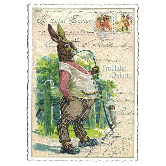 Gentleman Bunny Easter Postcard ~ Germany