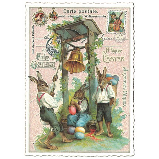 Bunny Bell Easter Postcard ~ Germany