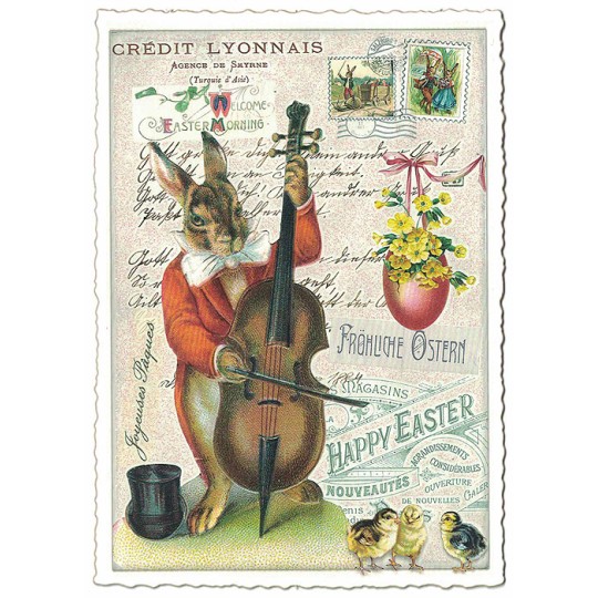 Bunny Musician Easter Postcard ~ Germany