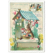 Bunny Egg Stand Easter Postcard ~ Germany