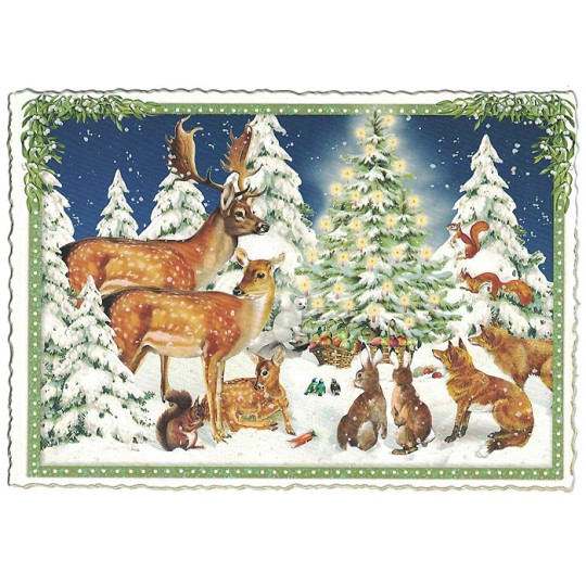 Woodland Animals Christmas Postcard ~ Germany