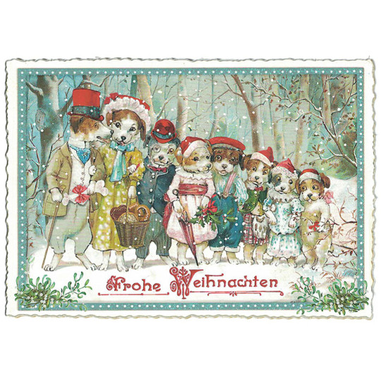 Fancy Dogs Christmas Postcard ~ Germany