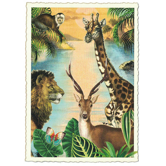 Wild Animals Glittered Postcard ~ Germany