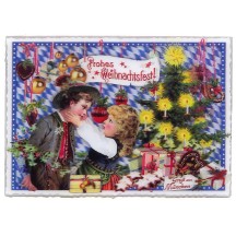 3-D Holographic Bavarian Christmas Large Postcard ~ Germany