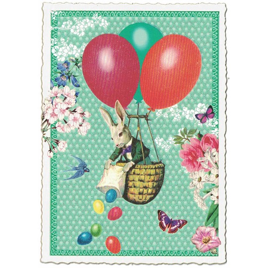 Bunny Balloons Easter Postcard ~ Germany
