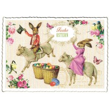 Lamb Rodeo Easter Postcard ~ Germany