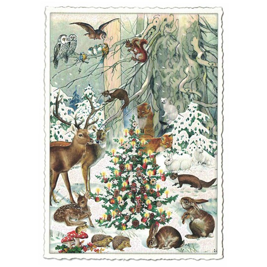 Woodland Animals Christmas Postcard ~ Germany