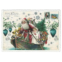 Santa's Festive Christmas Boat Postcard ~ Germany