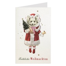 Whimsical Christmas Dog Glittered Christmas Card ~ Germany
