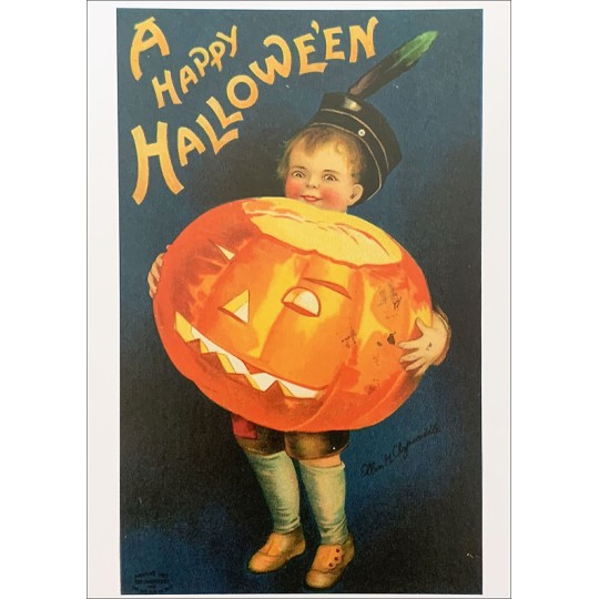 Pumpkin Boy Halloween Postcard ~ Holland