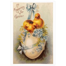 Chicks and Floral Egg Easter Postcard ~ Holland