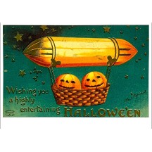 Pumpkin Dirigible Halloween Postcard ~ Holland