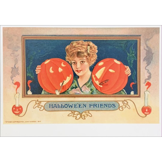 Halloween Maiden with Pumpkins Postcard ~ Holland