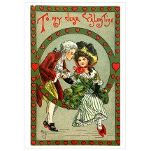 To My Dear Valentine Red and Green Valentine Postcard ~ Holland