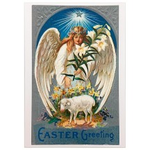 Easter Lamb and Angel Easter Postcard ~ Holland