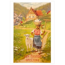 Bunny with Lamb Easter Postcard ~ Holland