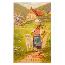 Bunny with Lamb Easter Postcard ~ Holland