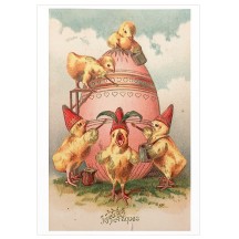 Fancy Chicks Decorating and Egg Easter Postcard ~ Holland