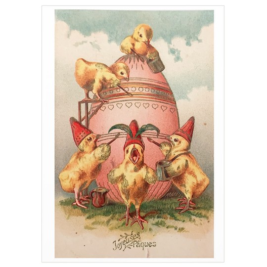 Fancy Chicks Decorating and Egg Easter Postcard ~ Holland