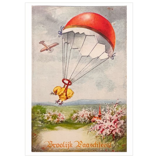 Parachute Chick Easter Postcard ~ Holland
