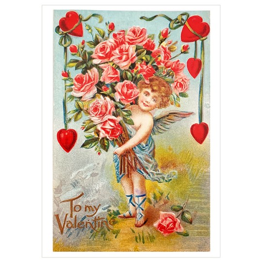 Angel with Roses Valentine Postcard ~ Holland