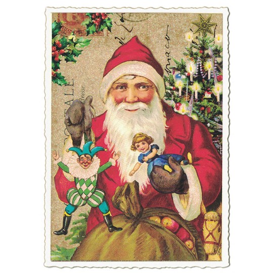 Santa with Toys Christmas Postcard ~ Germany