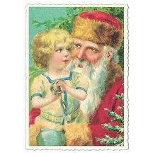 Victorian Santa with Child Christmas Postcard ~ Germany
