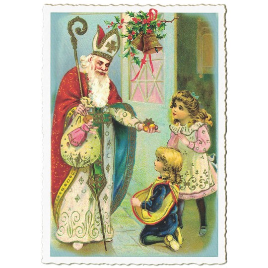Gifts from St. Nicholas Christmas Postcard ~ Germany