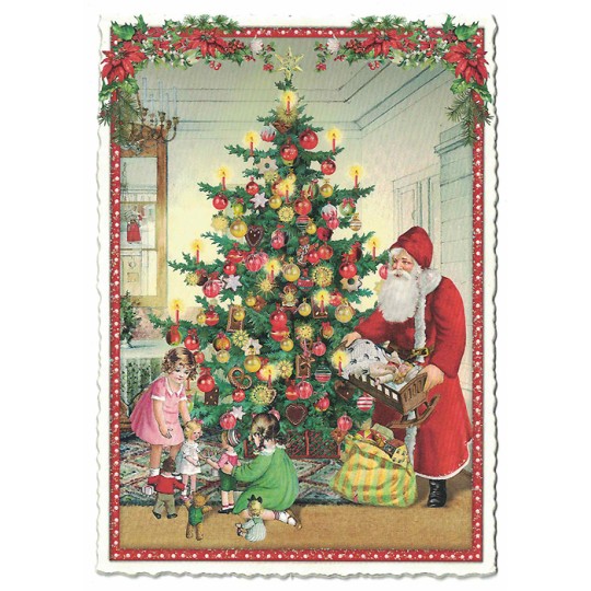 Santa and Tree Christmas Postcard ~ Germany
