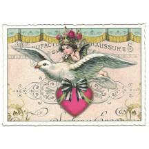 Dove with Heart Valentine Postcard ~ Germany