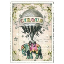 Circus Hot Air Balloon and Elephant Postcard ~ Germany