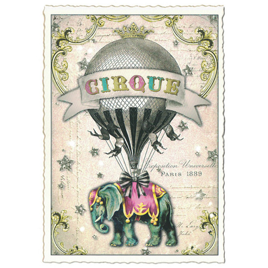Circus Hot Air Balloon and Elephant Postcard ~ Germany