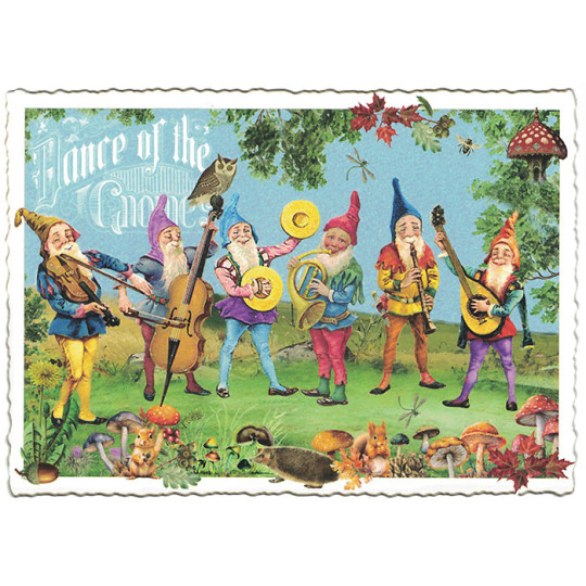 Dance of the Gnomes Musical Gnome Postcard ~ Germany