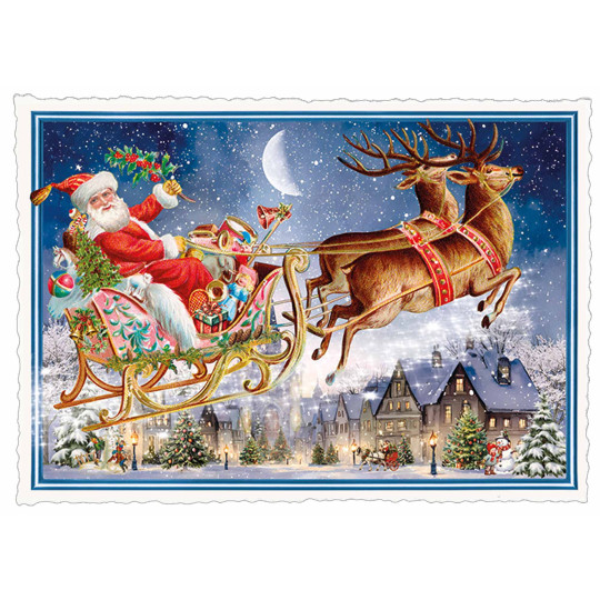 Santa's Sleigh Christmas Postcard ~ Germany
