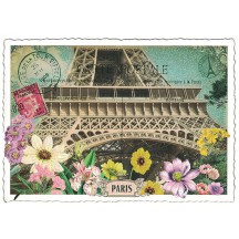 Under the Eiffel Tower Paris Collage Postcard ~ Germany
