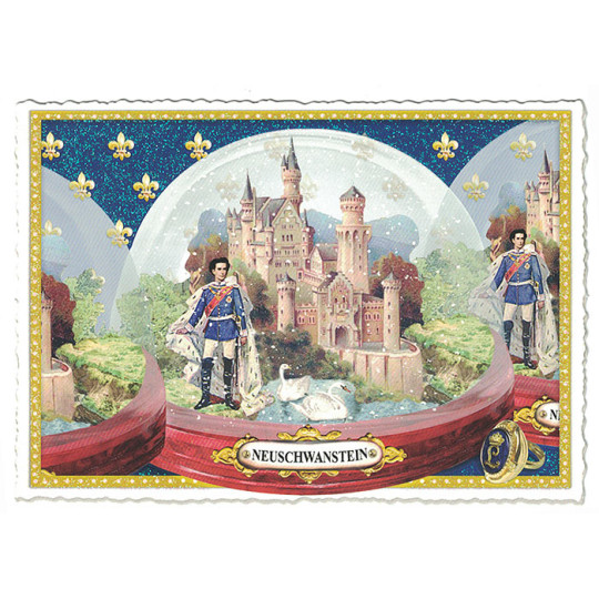 Neuschwanstein Snow Globe Postcard ~ Germany