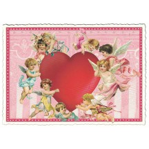 Large Angels with Heart Valentine Postcard ~ Germany