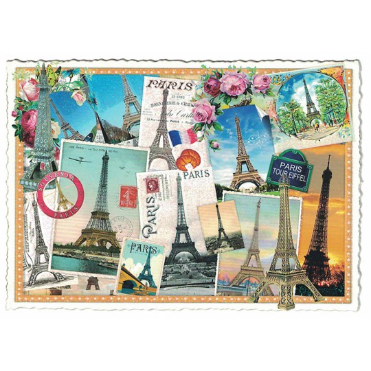Eiffel Tower Paris Collage Postcard ~ Germany