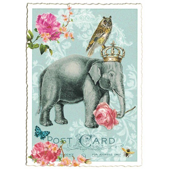 Regal Elephant Glittered Postcard ~ Germany