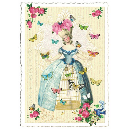 Marie Antoinette Birdcage Collage Postcard ~ Germany