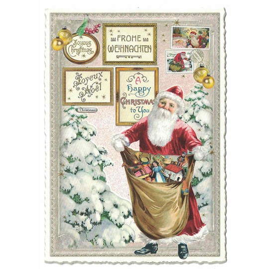 Santa with Toy Bag Christmas Postcard ~ Germany