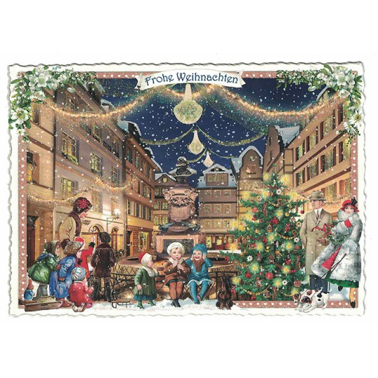 Christmas Town Square Postcard ~ Germany